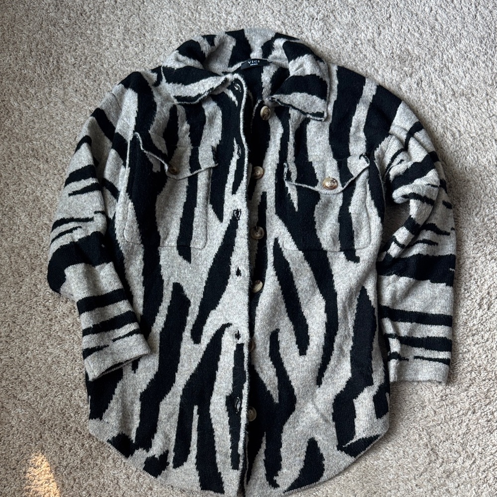 Vici Black and Cream Knit Jacket